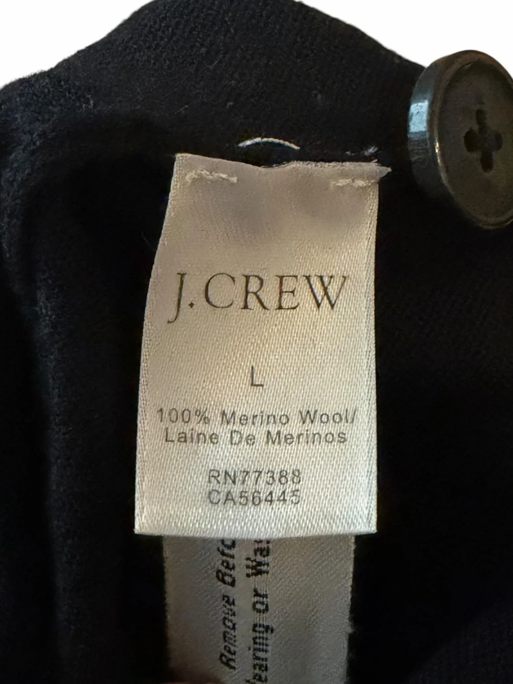 J.Crew 100% Merino Wool Navy V-Neck Button Down Cardigan Sweater Size Large